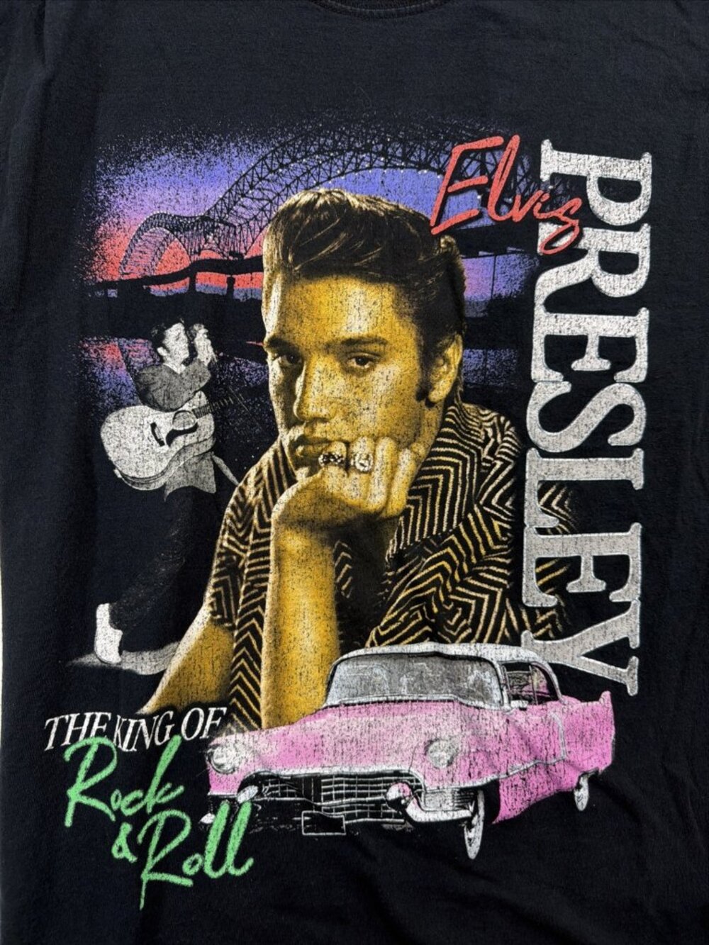 Medium Black Short Sleeve Elvis Presley The King Of Rock And Roll Cotton T-Shirt